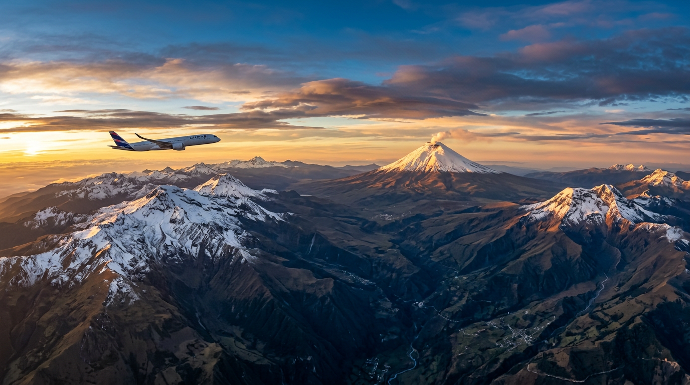 Avión sobre los Andes con el Cotopaxi